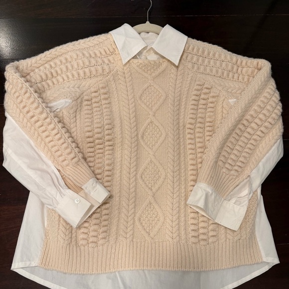 Sea Ivory Cable Knit Crewneck Sweater - Picture 3 of 5